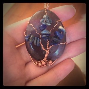 Amethyst and lapis lazuli tree of life pendant